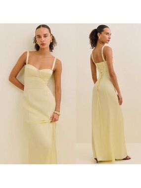 NWT Reformation Britney Satin Yellow Dress - 0 Petite - Buttercup